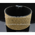 Wholesale 4 rows Crystal Satin Ribbon bangles 2014 clasps for leather bracelet